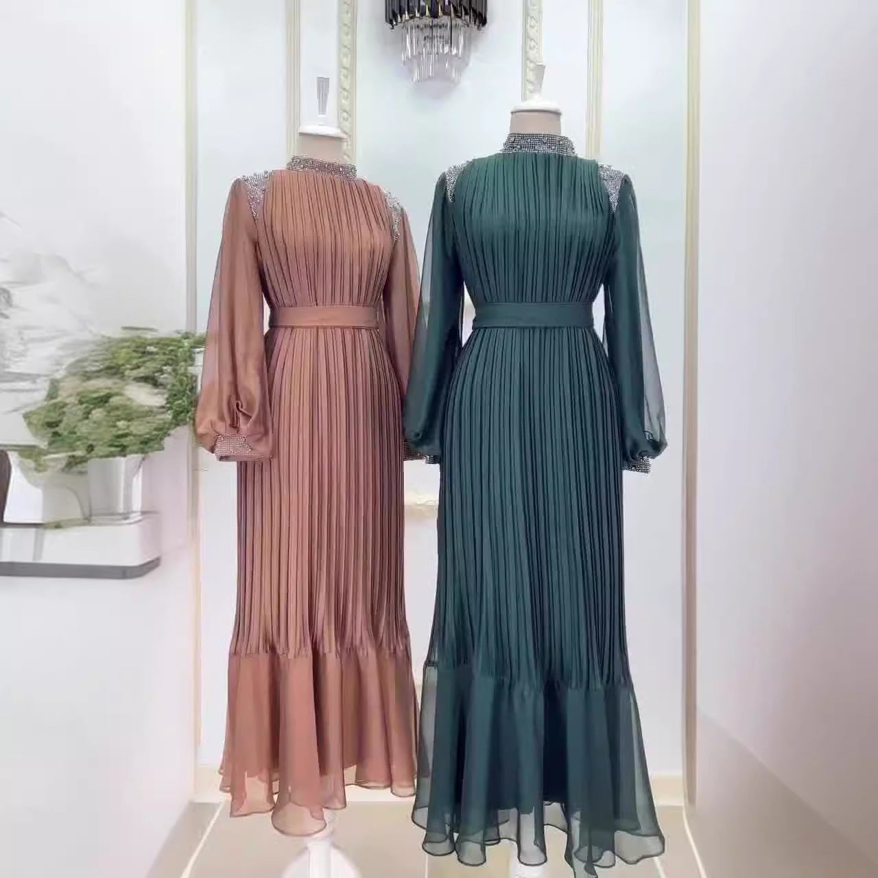 Autumn Fashion Solid Color Minority Diamond Dress