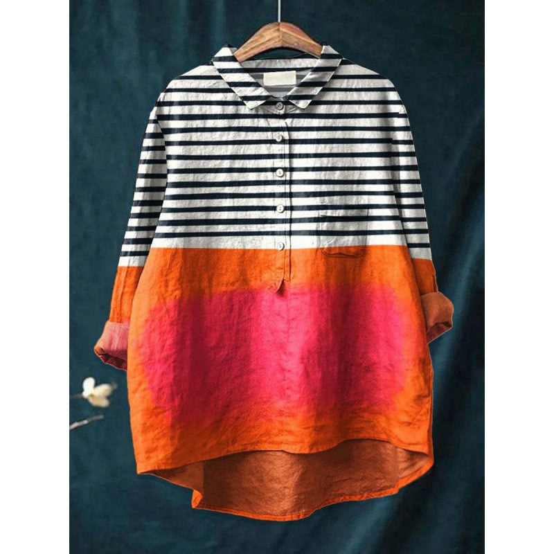 Casual Long Sleeve Shirt Animal Print Blouse