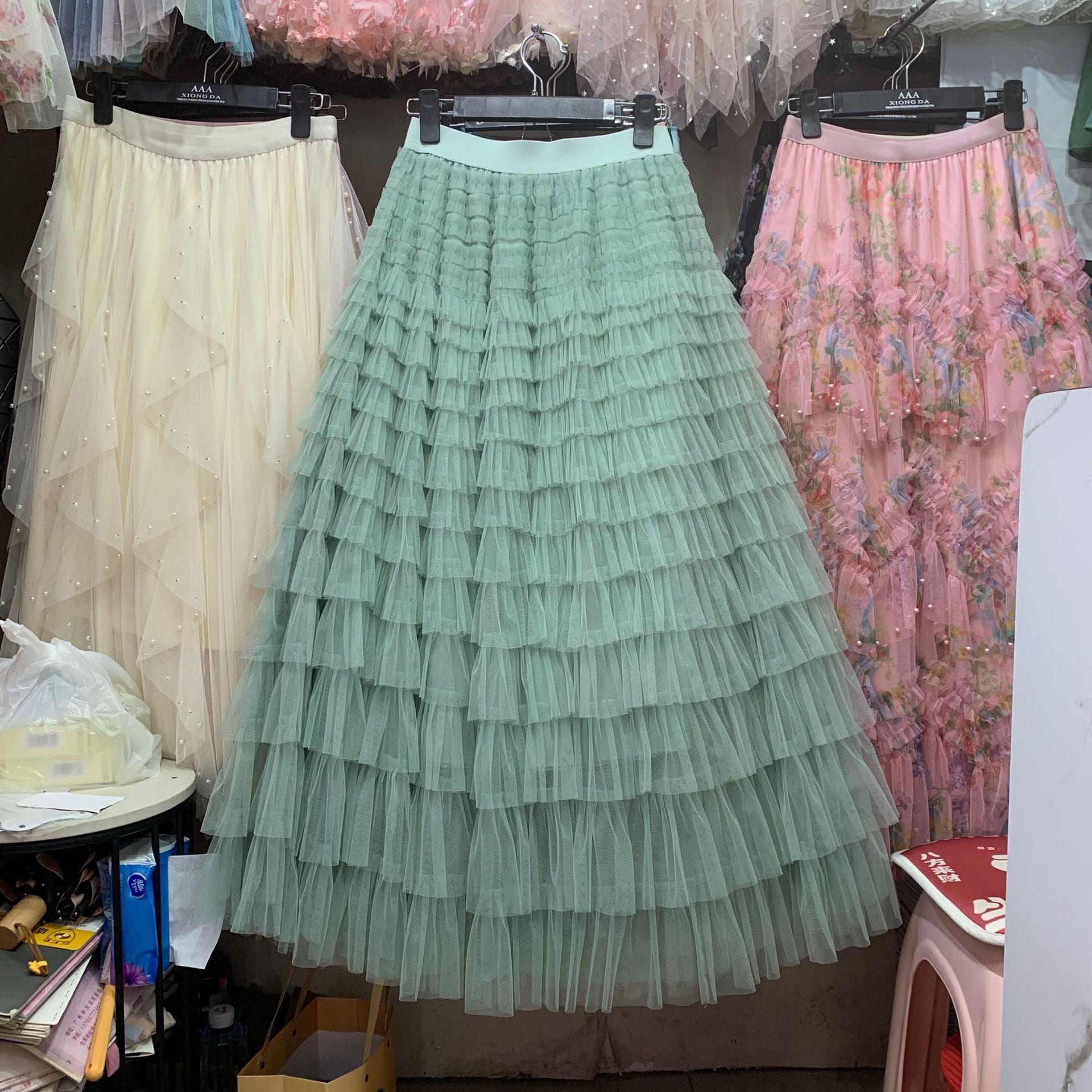Glamorous Women's Summer Fashion Mesh Tiered Skirt