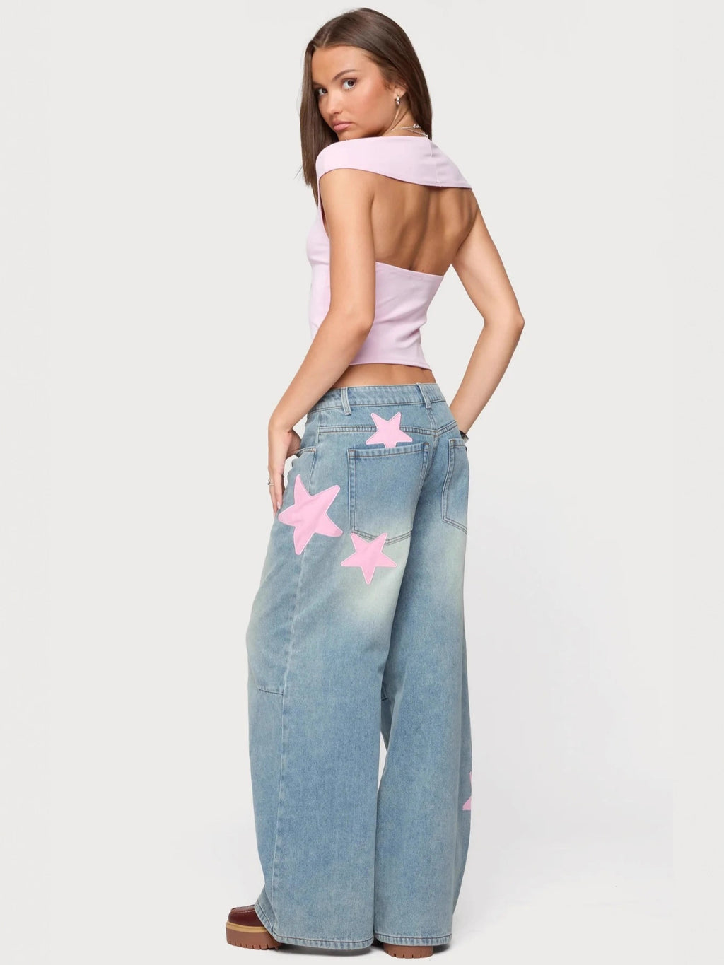 Women's Printed Spring Casual Loose Slimming Tube-shaped Women's Jeans