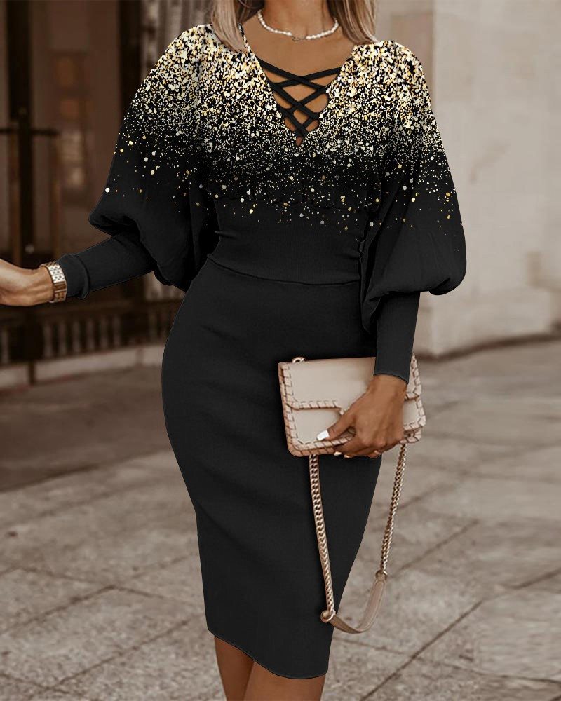 Elegant Stylish Unique Women's Long-sleeved Sheath Dress