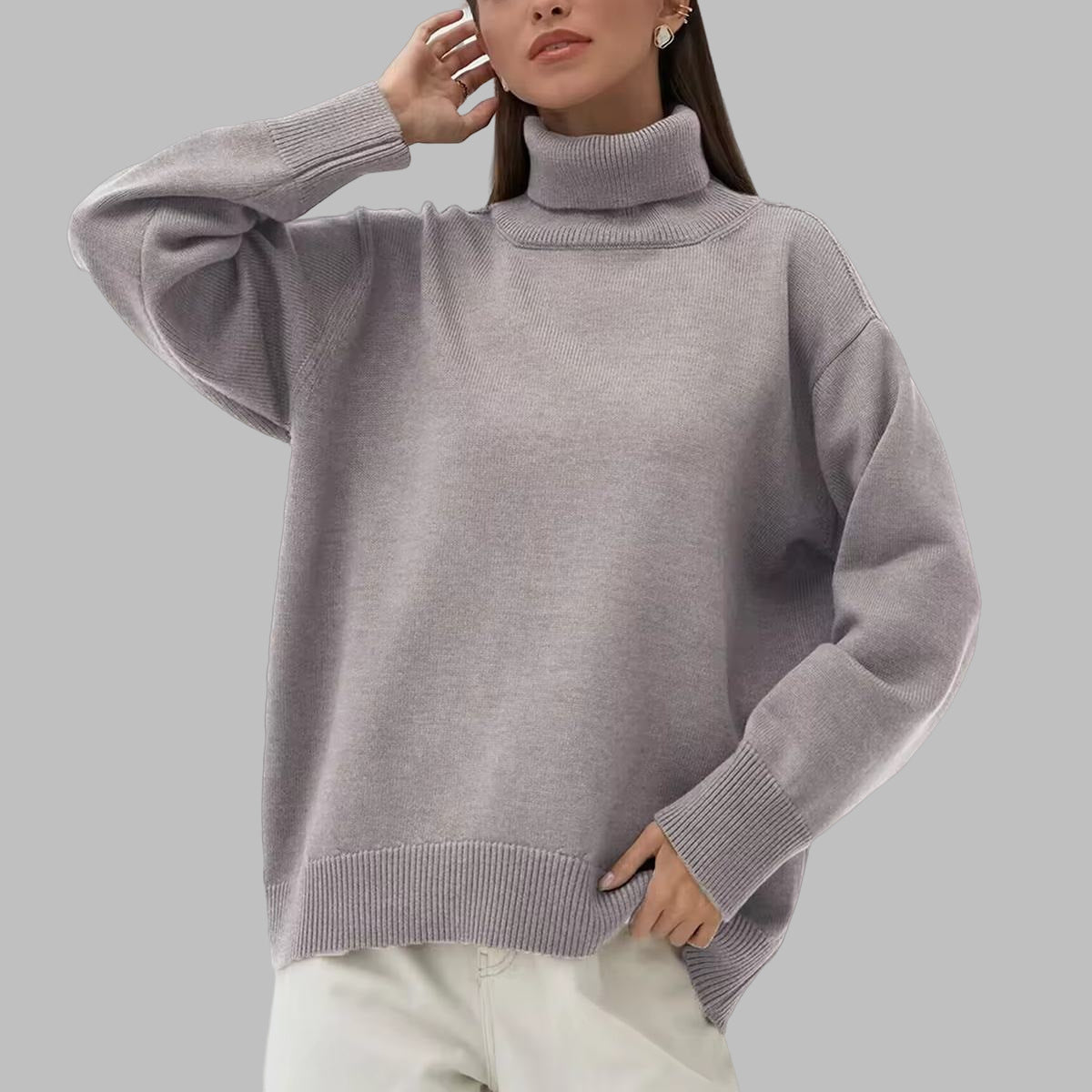 Women's Solid Color Turtleneck Loose Classic Price Women's Sweater