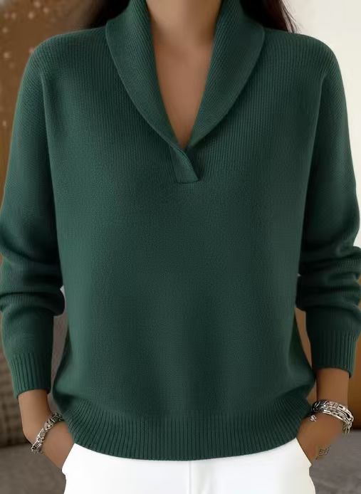 Fashion Long Sleeve Solid Color Pullover Women's T-shirt