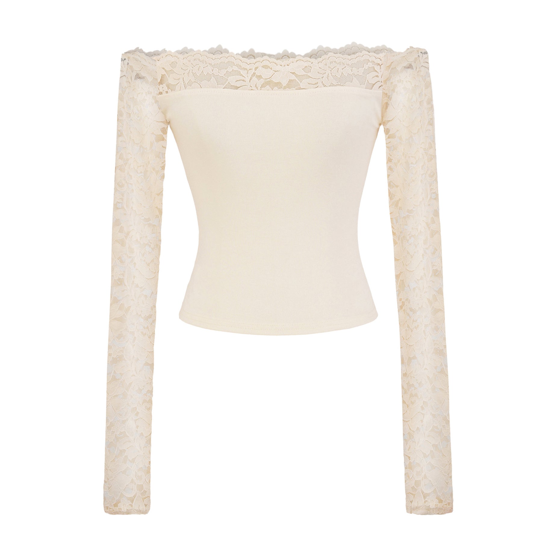 Classy Stylish Women's Lace Stitching Long-sleeved Women's T-shirt