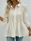 Women's Solid Color Buttons Casual Fashion Long Sleeve Blouse