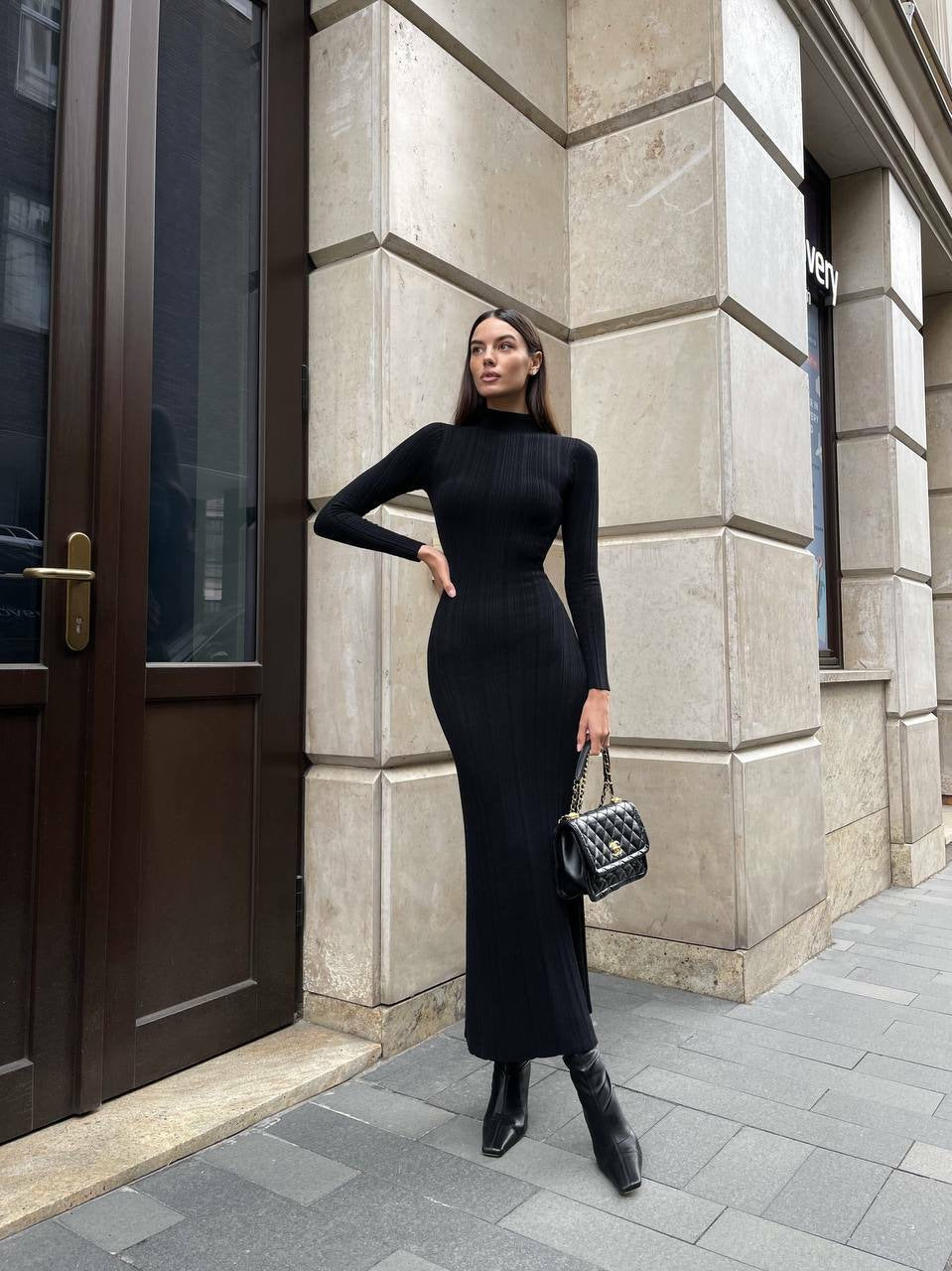 Women's Turtleneck Long Sleeve Tight Elegant French Style Skirts