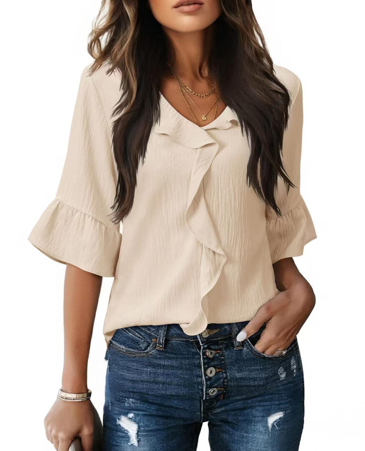 Versatile Popular Pretty Fashionable Ruffled Loose Tops