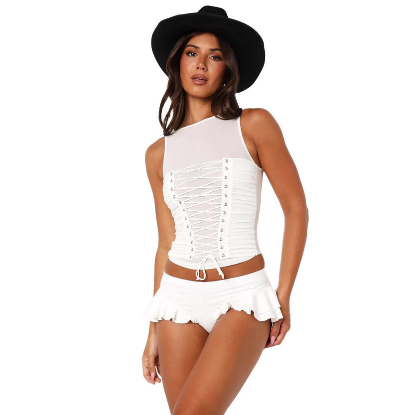 Summer Sweet Fresh American Versatile With Underpants Lotus Skirts