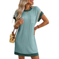 Women's Summer Casual Contrast Color Twist Strip Sleeve Dress