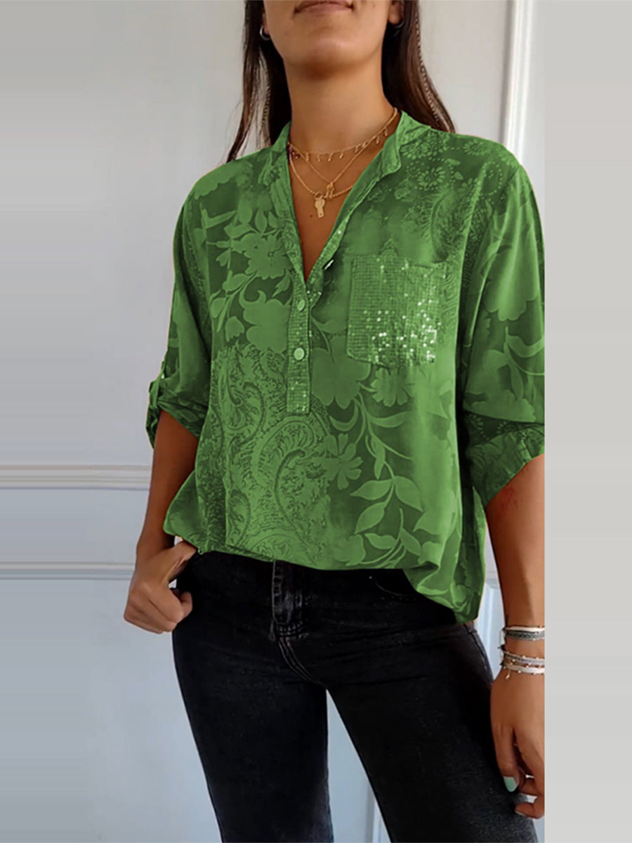 Women's Autumn Fashion Casual Printing Loose Long Blouse