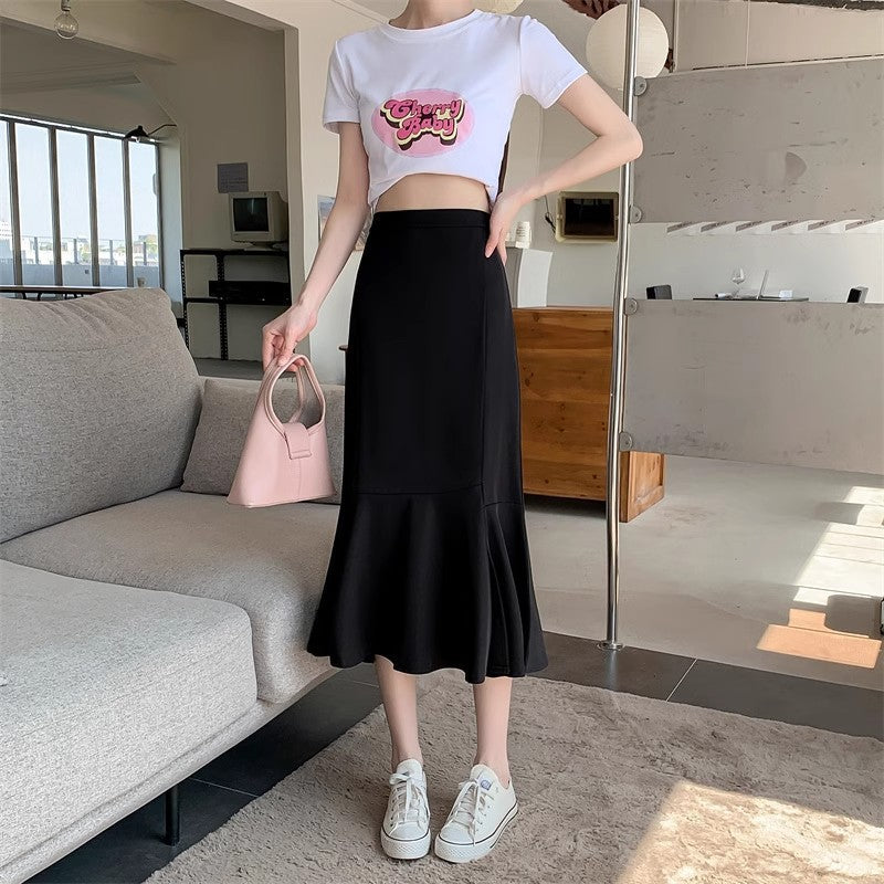 Women's Large Fat Elastic Waist Mid-length Fashion Skirts