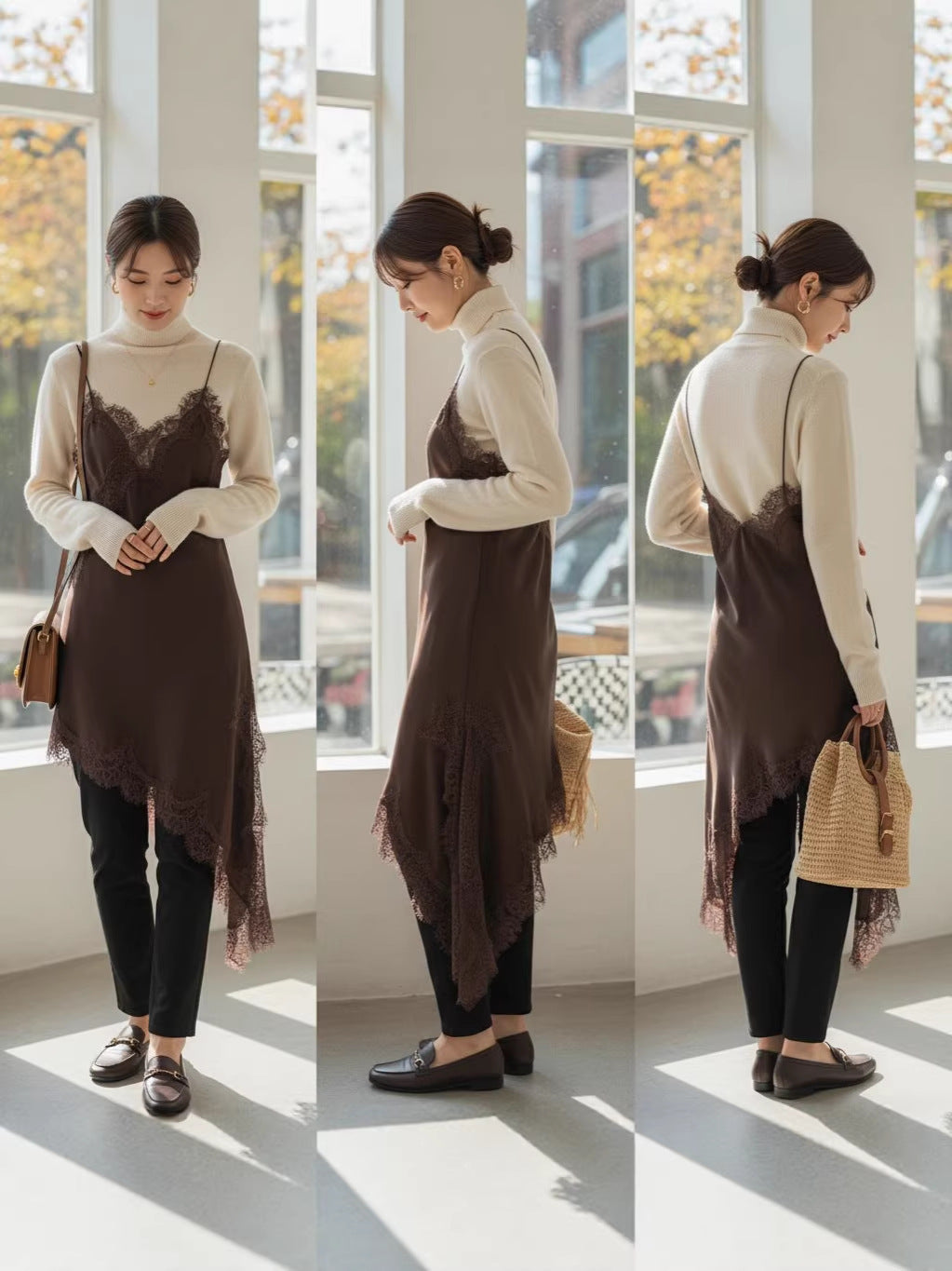 Women's Overcoat Clothes Irregular Lace Edge Pure Desire Style Backless Asymmetric Dress
