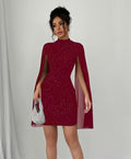 Women's Round Neck Sunken Stripe Chiffon Cloak Dress