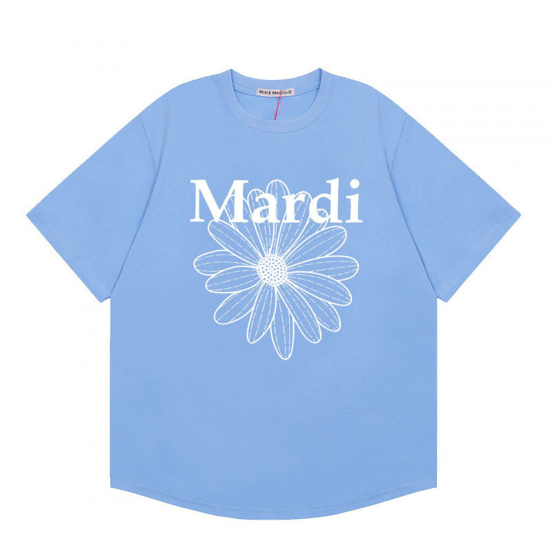Sleeve Little Daisy Sausage Dog Printed Round Neck Pure Shorts