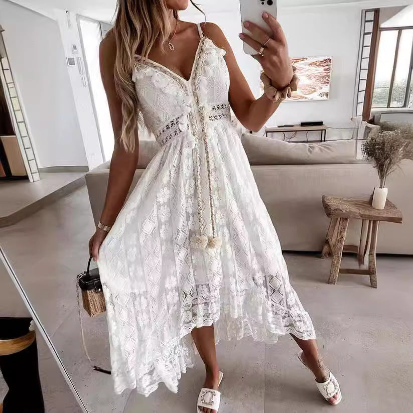 Summer Sling Large Swing Solid Color Dress