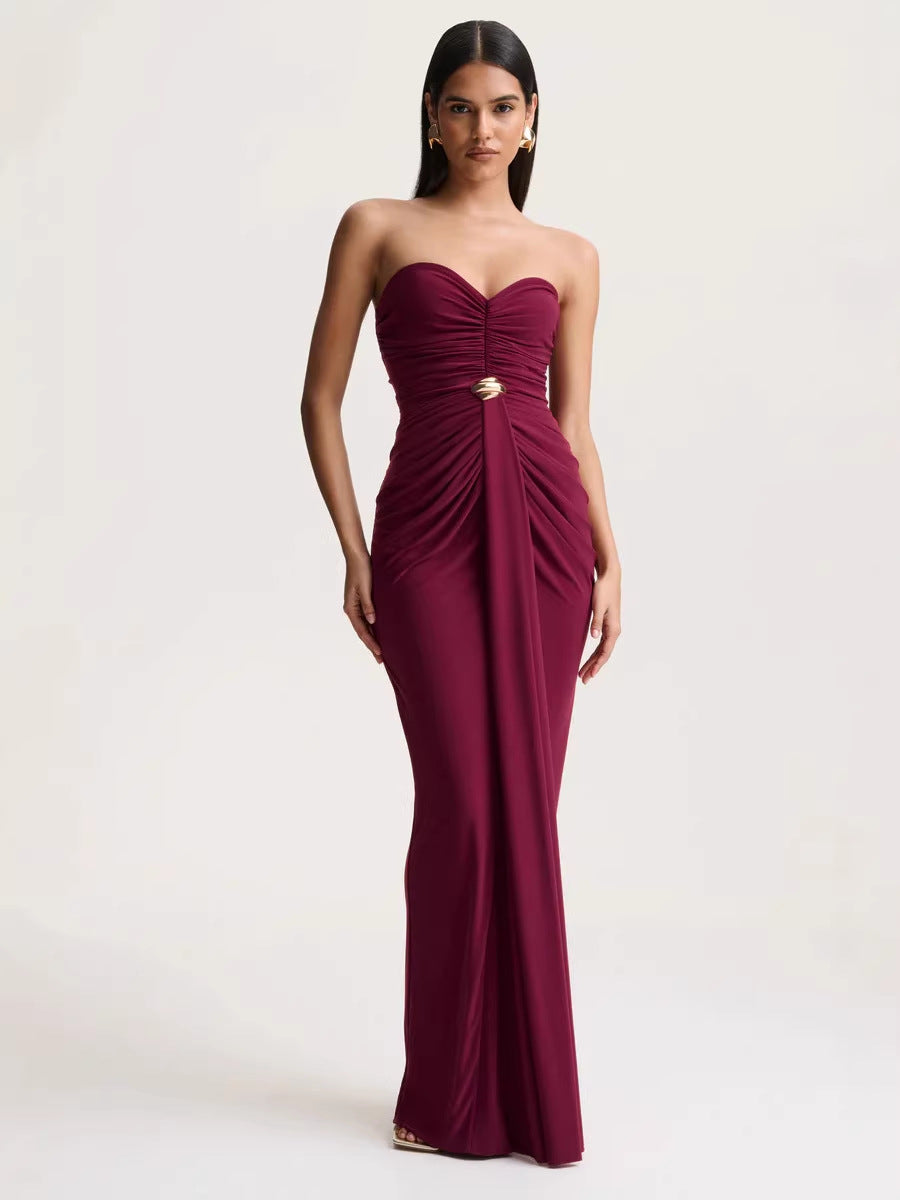 Women's Elegant Pleated Three-dimensional Design High-grade Backless Dress