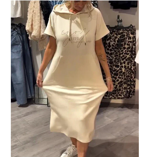 Women's Summer Casual Solid Color Sleeve Pocket Dress