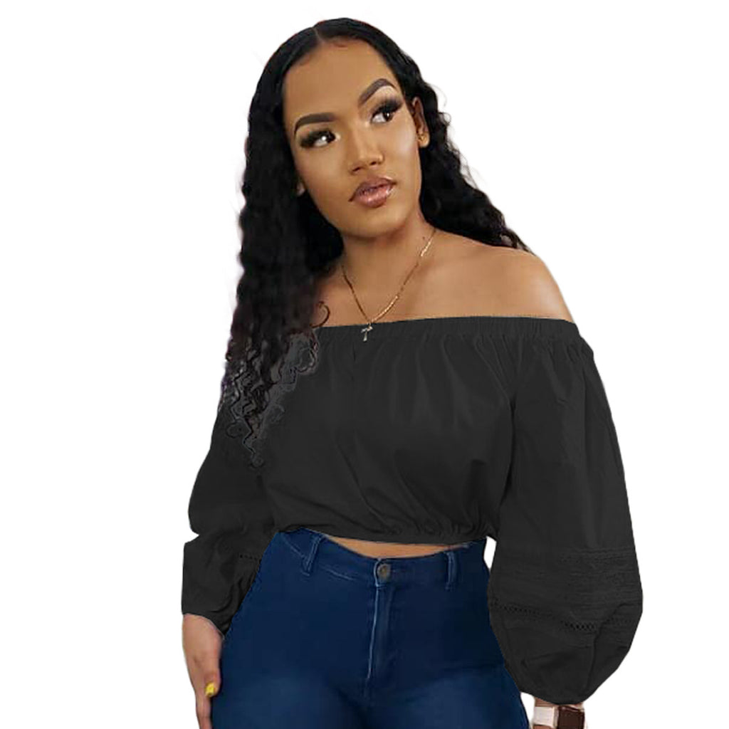 Women's Autumn Solid Color Lace Sleeve Only Women's T-shirt