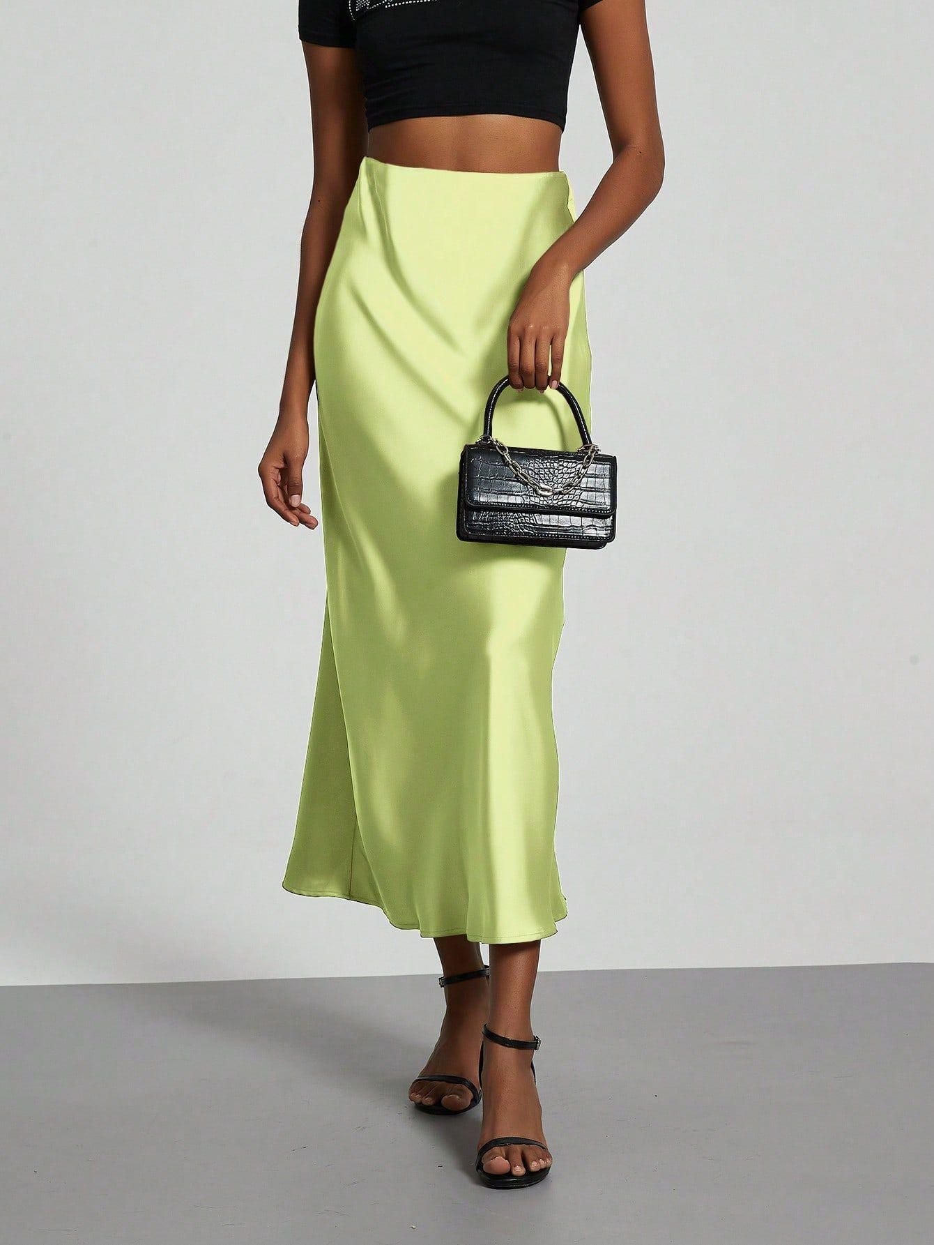 Classic Durable Slouchy Women's Elegant Satin Skirt