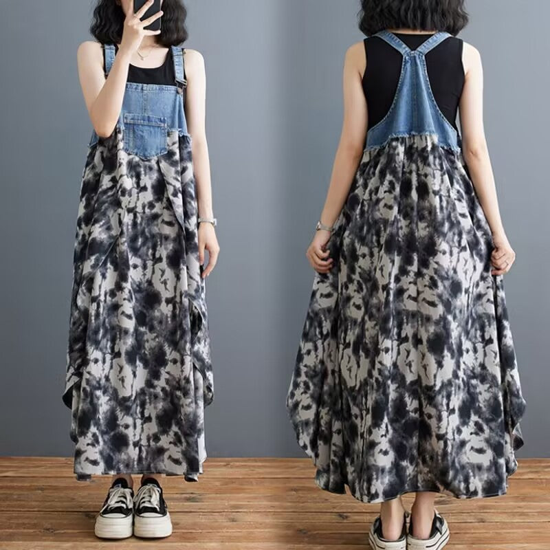 Fashion Ruffles Long Loose Large Denim Dress
