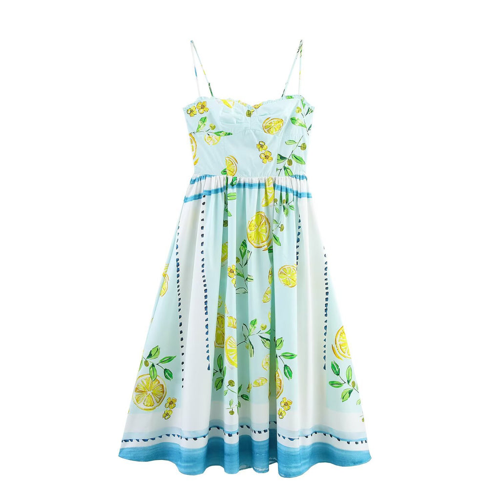 Innovative Classy Women's Lemon Printing Poplin Dress