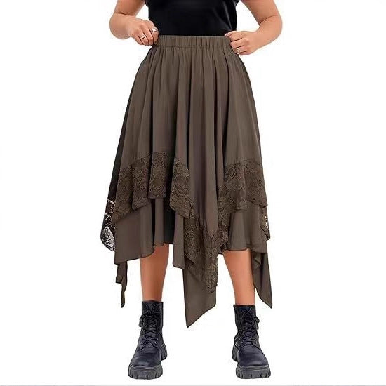 Artistic Retro Lace Stitching Fairy Irregular Skirts