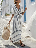 Women's Summer Holiday Short-sleeved Pleated Large Swing Clothing