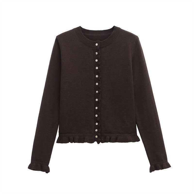 Autumn Temperament Crew Neck Simple Laminated Decoration Coats