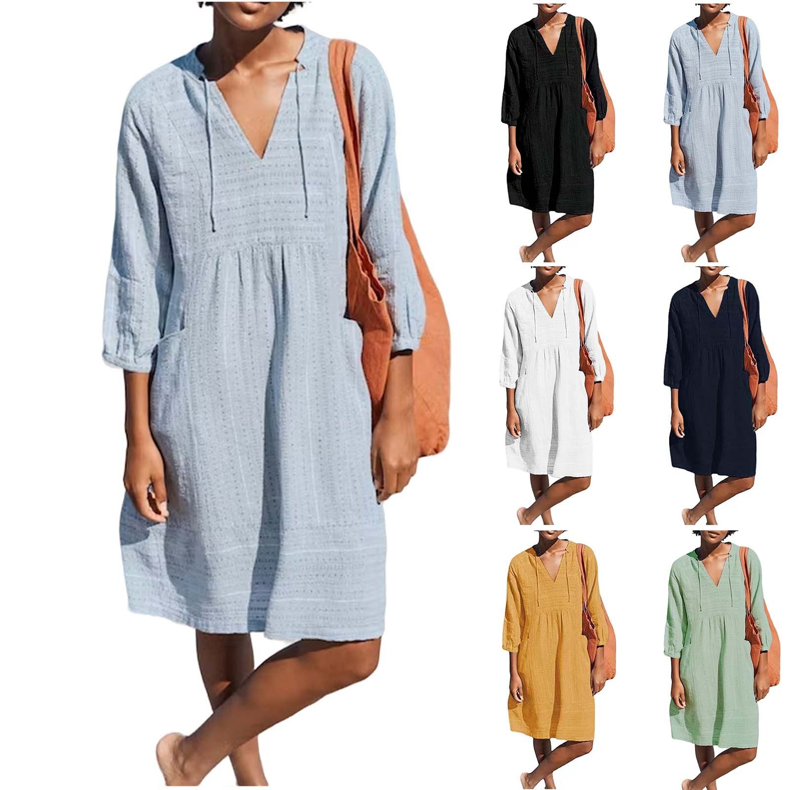 Spring Jacquard Cotton Linen Popular Casual Loose Dress