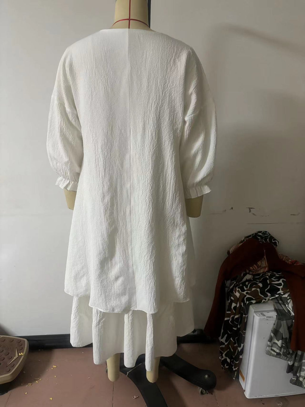 Women's Cotton Linen Solid Color Long Sleeve Dress
