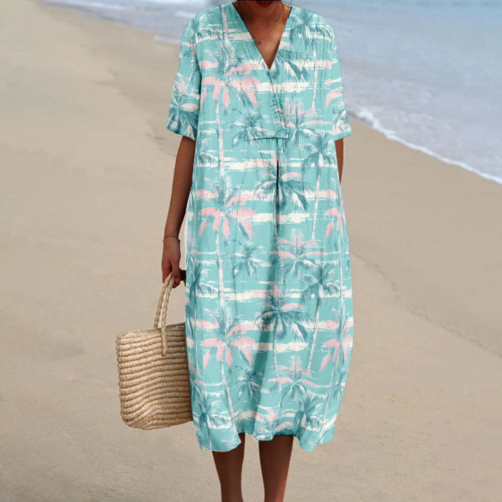 Innovative Casual Women's Digital Printed Wide Dress