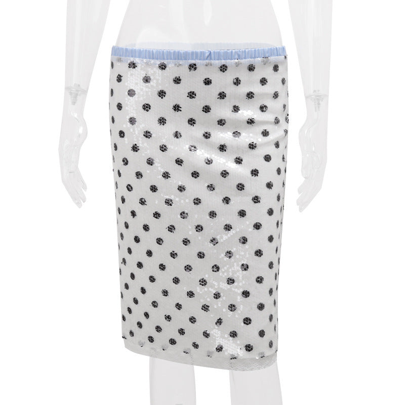 Women's Summer Fashion Retro Dots Printed Low Waist Slim Slimming Skirt