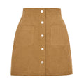 Women's Corduroy Sheath Single-breasted Slim Fit Solid Skirt
