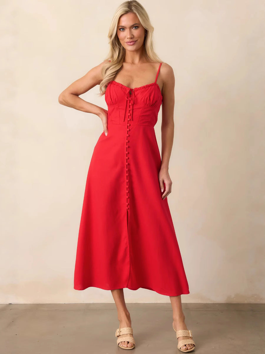 Women's Summer Fashion Sexy Backless Smocking Waist Dress