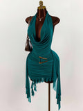 Color Temperamental Minority Halter Backless Slim Fit Dress