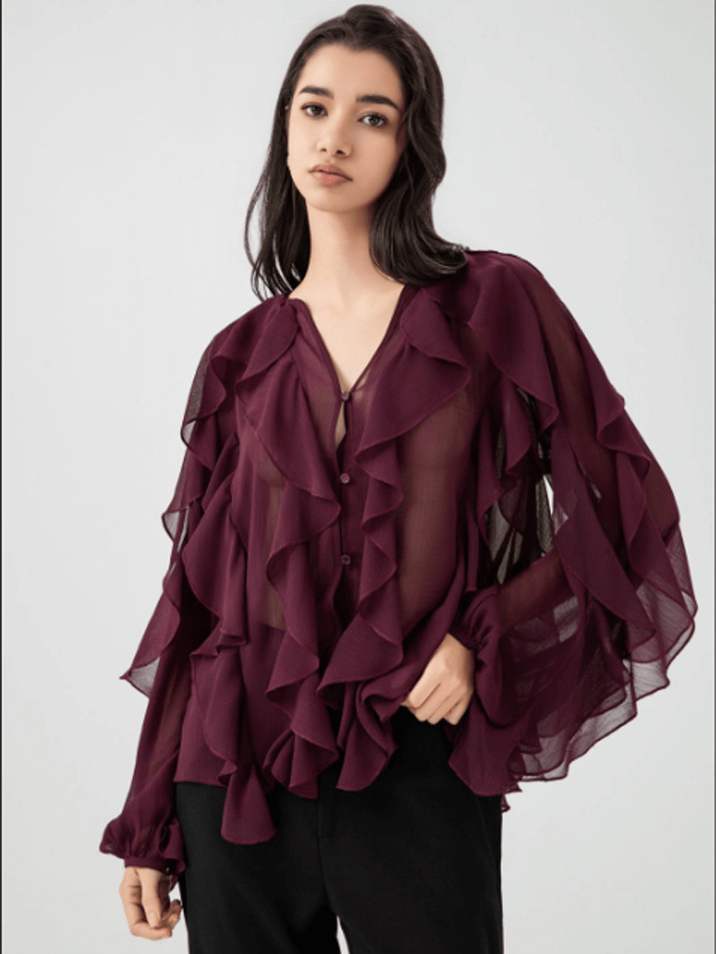 Women's Laminated Decoration Versatile Long Sleeve Shirt Tops