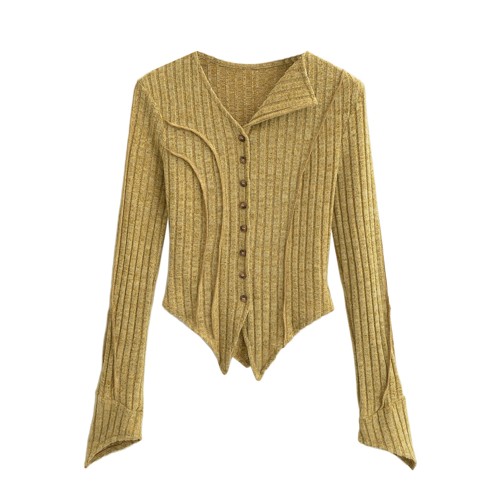 Design Irregular Reverse Line Sunken Stripe Knitted Cardigans