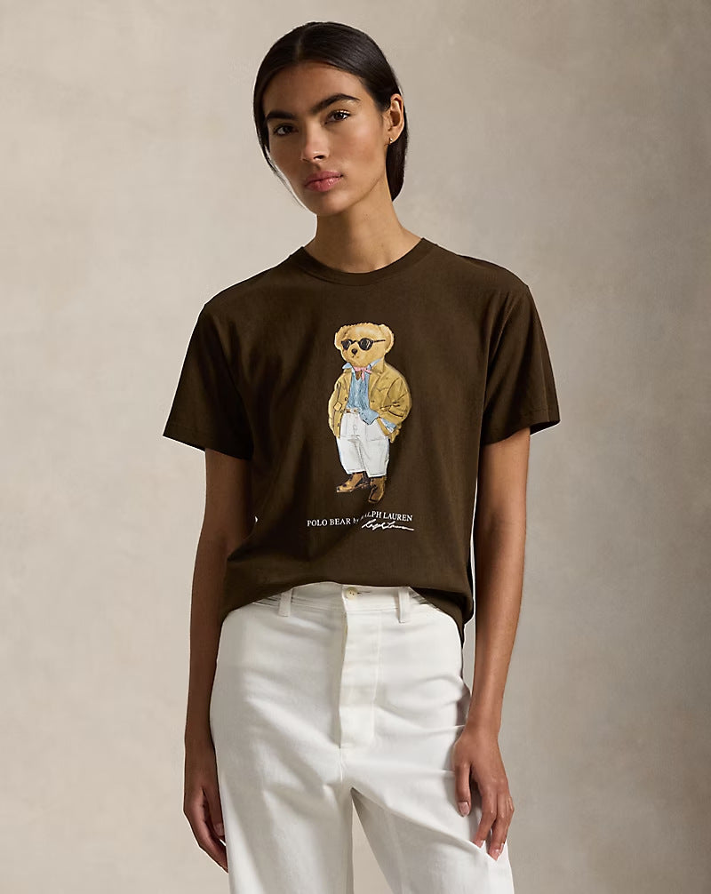 Women's Casual Bear Printed Summer Round Neck Women's T-shirt