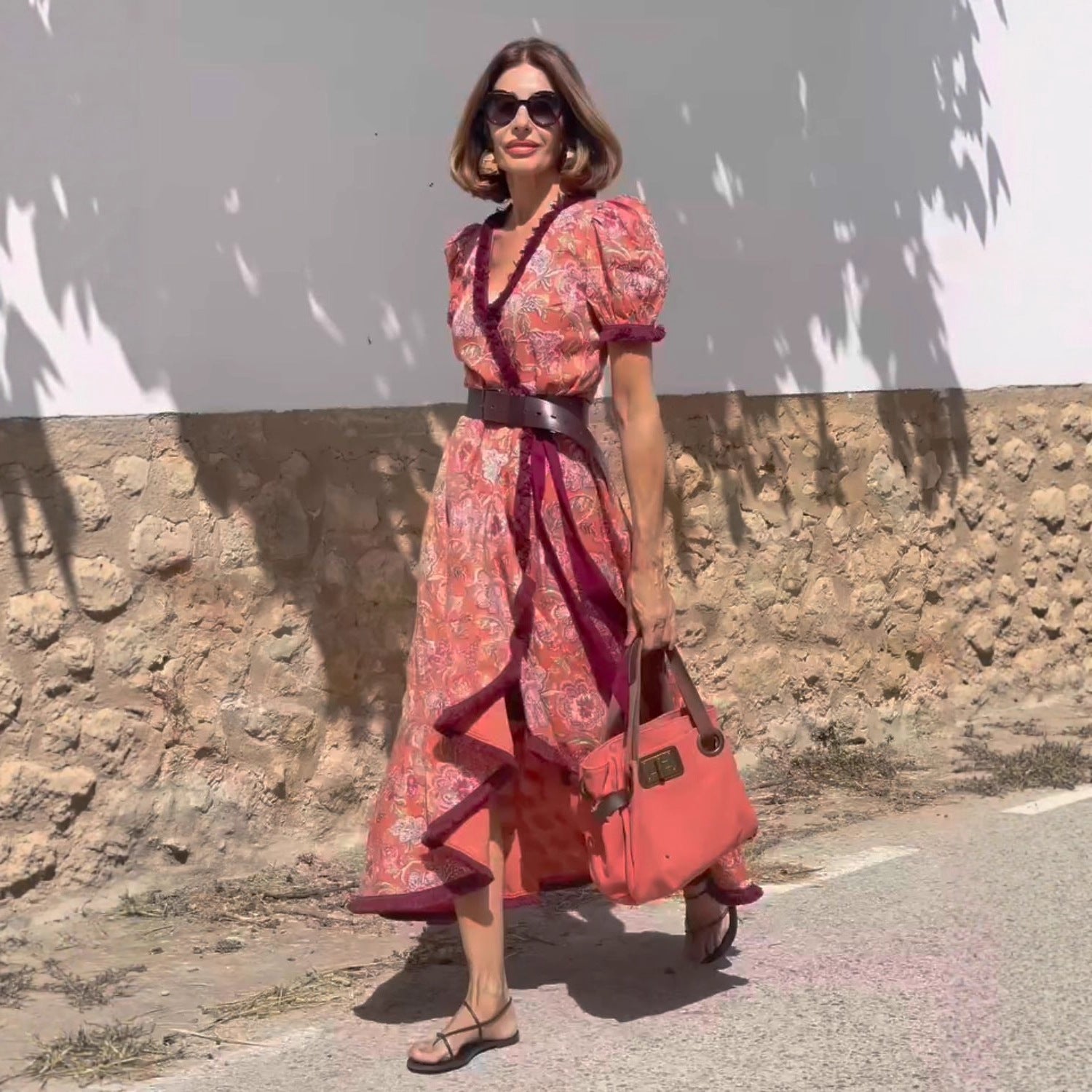 Bohemian Elegant Holiday Floral Print Long Dress