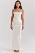 Waist Tube Fishbone Pleated Long Sheath One-piece Dress