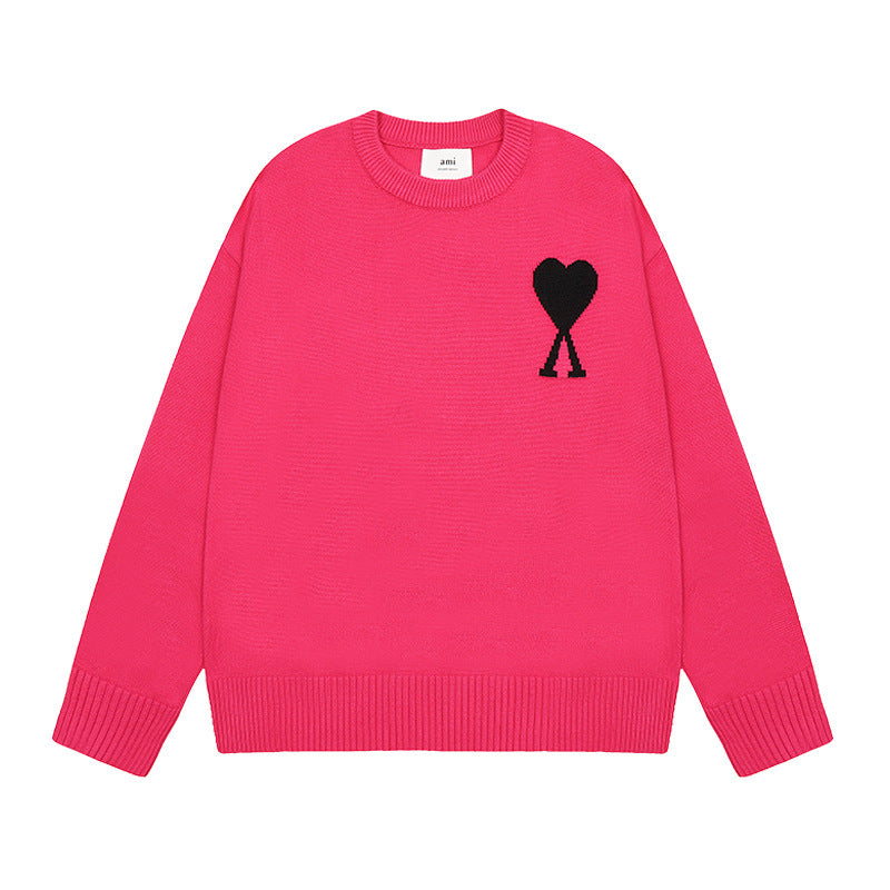 Round Neck Small Love Fashion Female Couple Loose Long Women's Sweater
