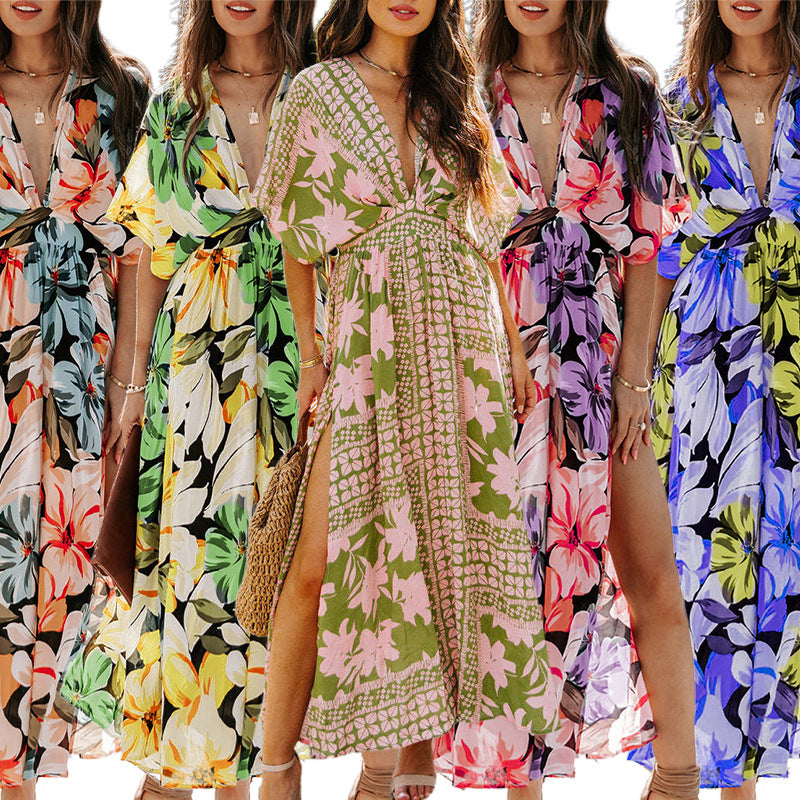 Women's Sexy Hot Fashion Printed Deep V Dress