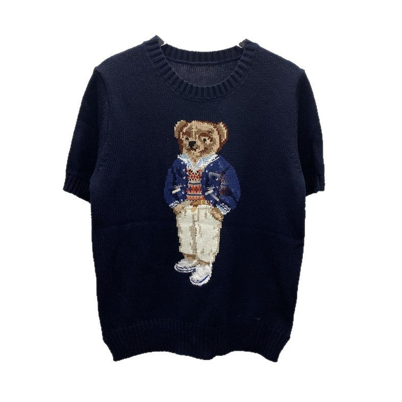 Women's High Quality Cartoon Jacquard Bear Sleeve Shorts