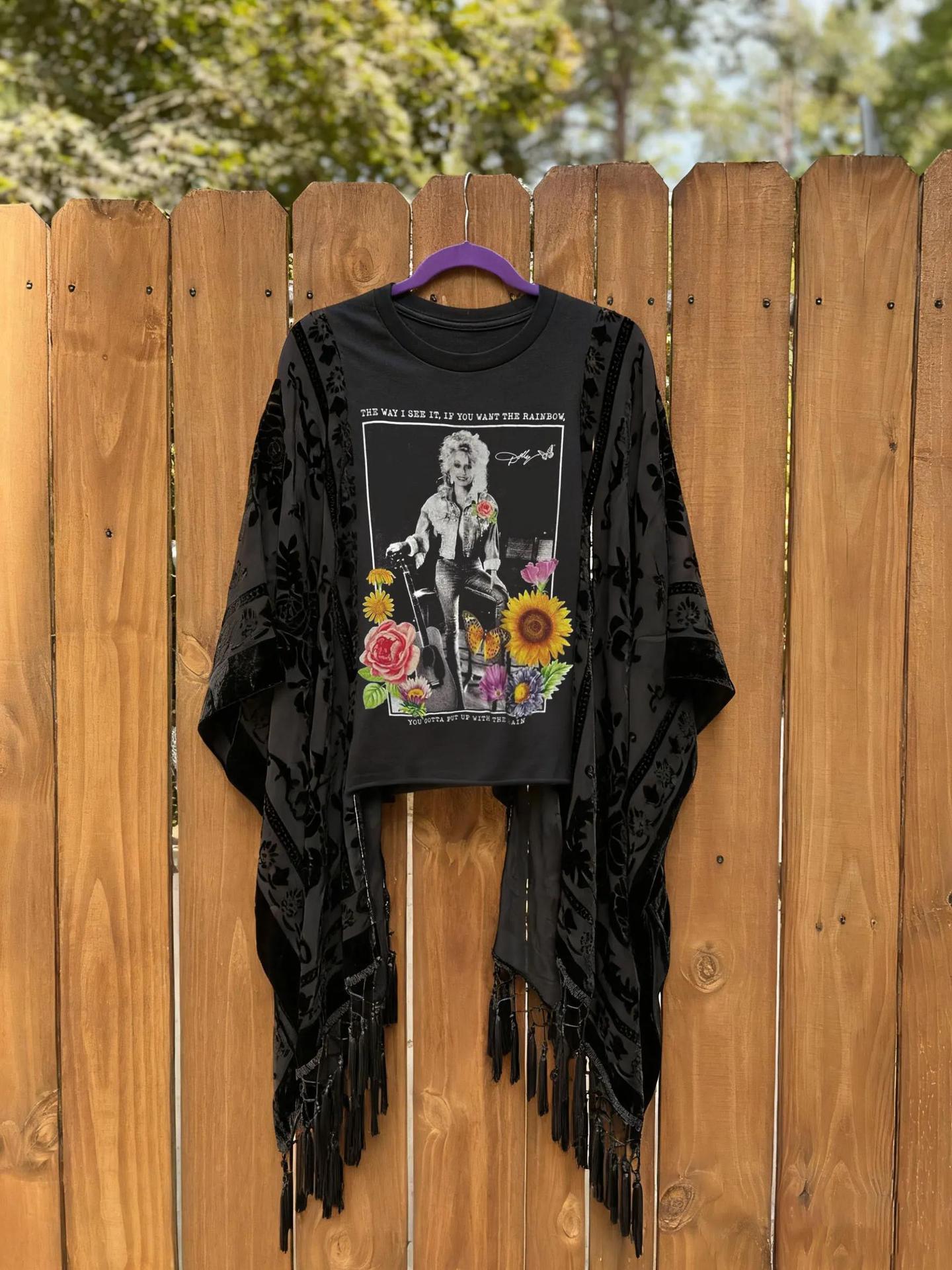 Women's Street Retro Printed Loose Batwing Sleeve Women's T-shirt