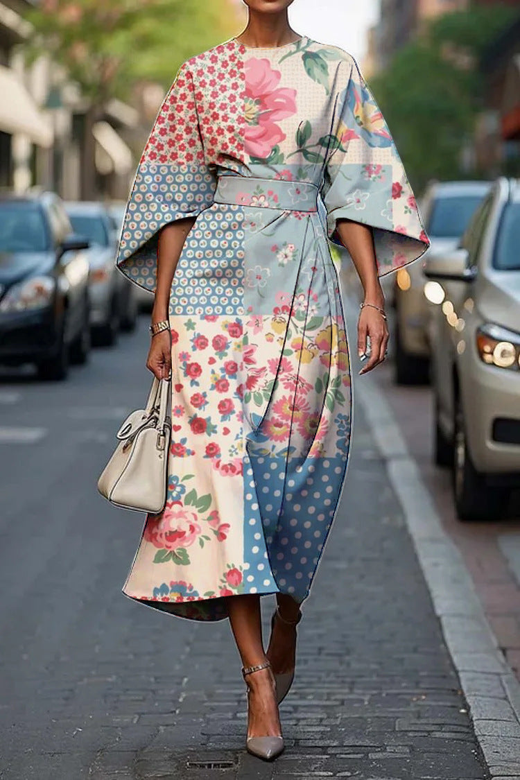 Classy Women's Floral Ocean Eternal Elegant Dress