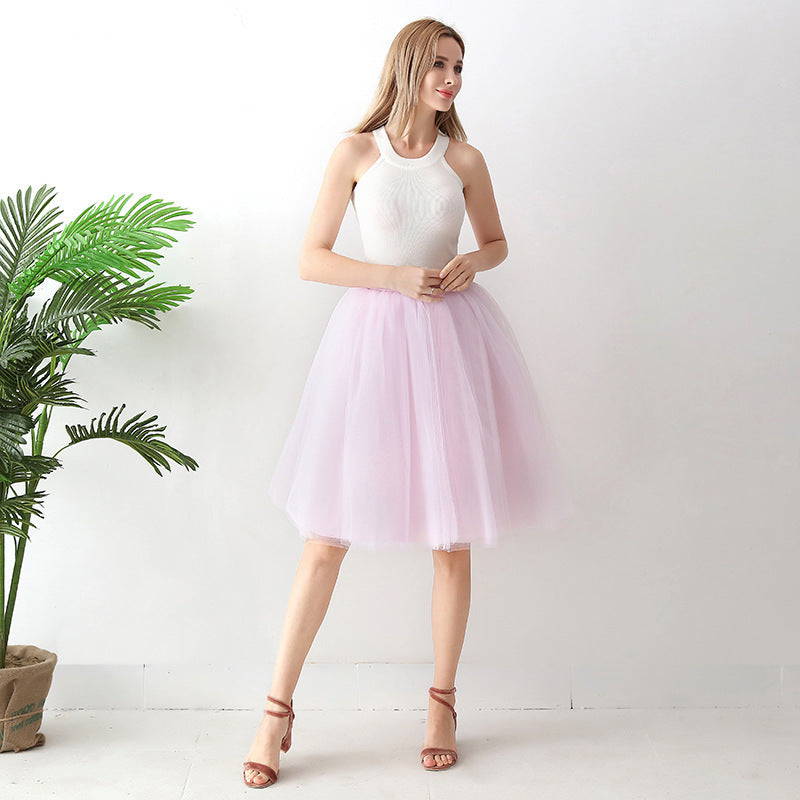 Women's High Waist Mesh Pettiskirt Adult Skirts