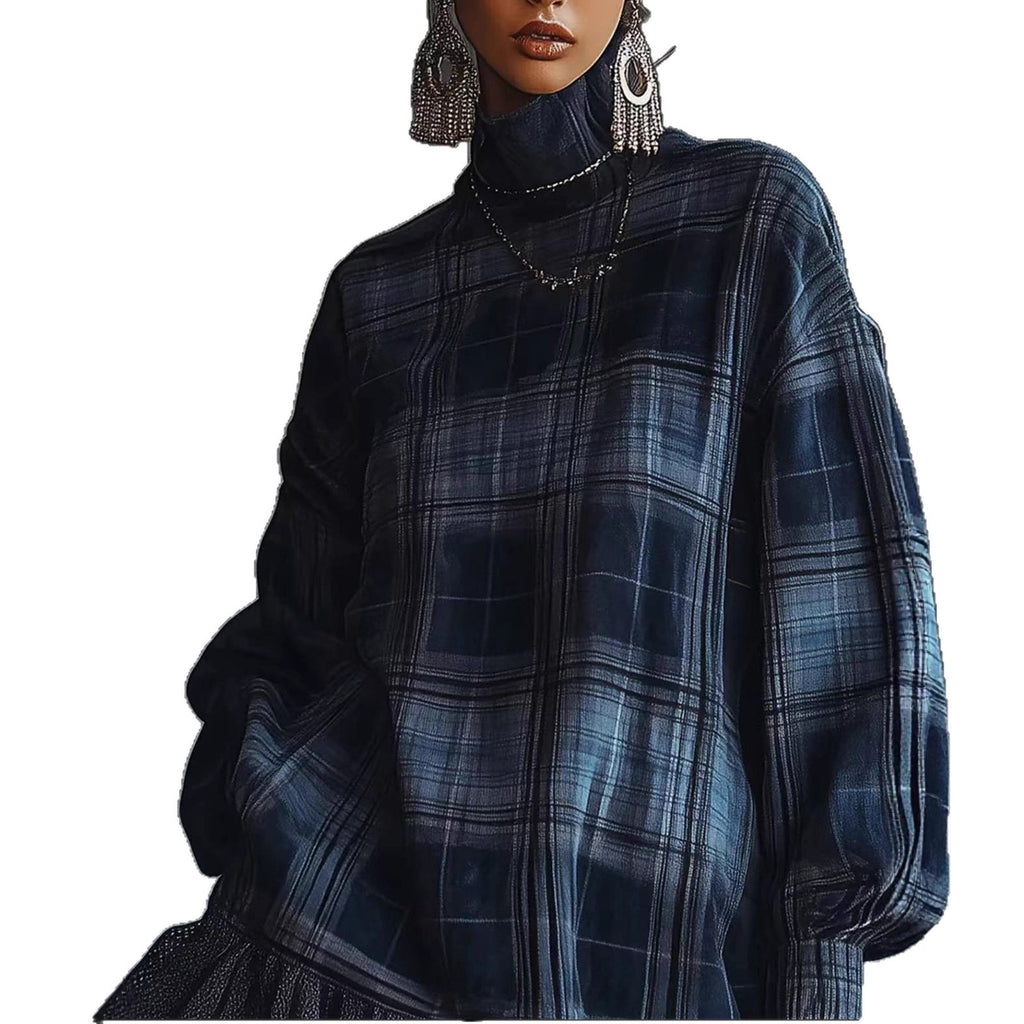 Women's Elegant Outfit Spring Plaid Design Lotus Skirts