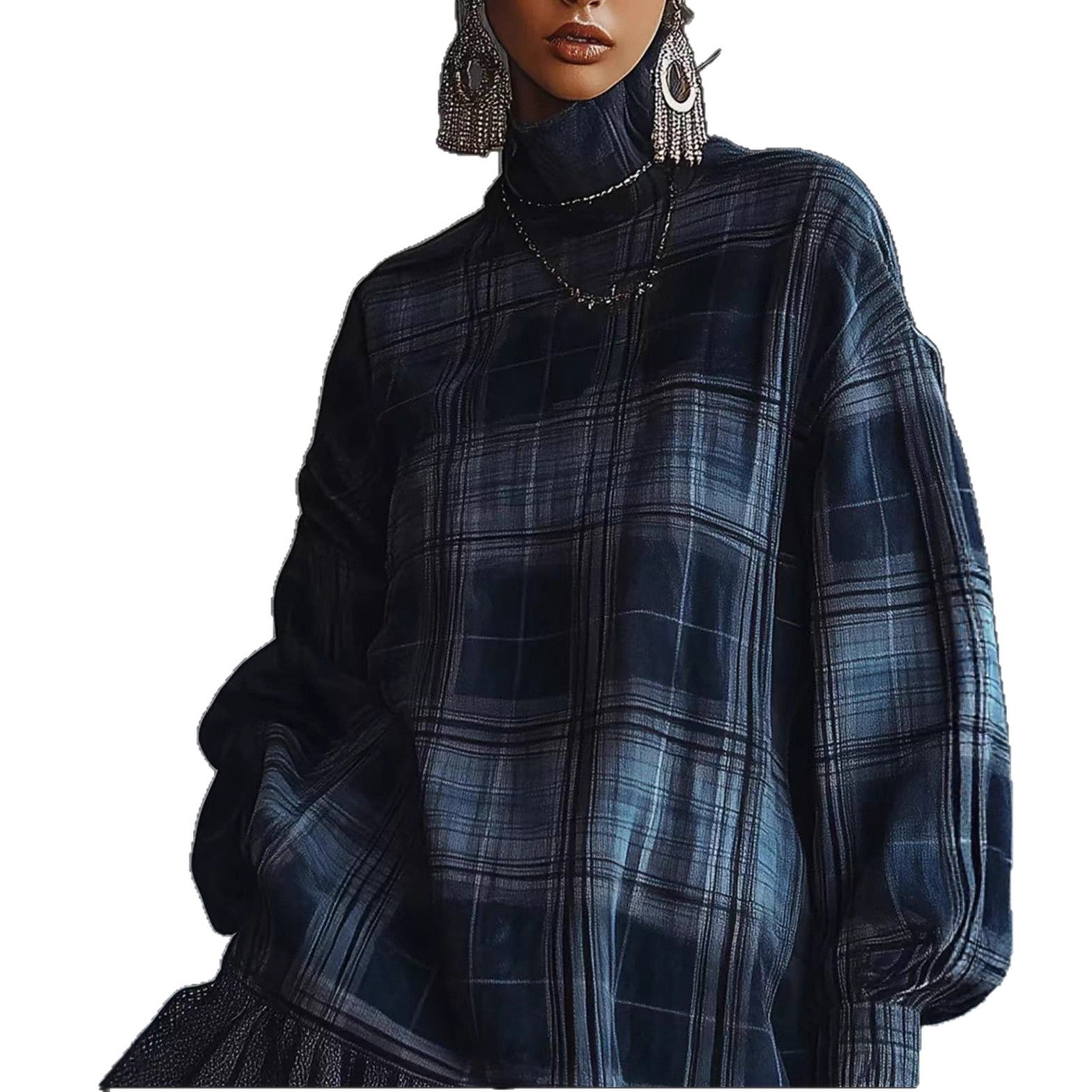 Women's Elegant Outfit Spring Plaid Design Lotus Skirts