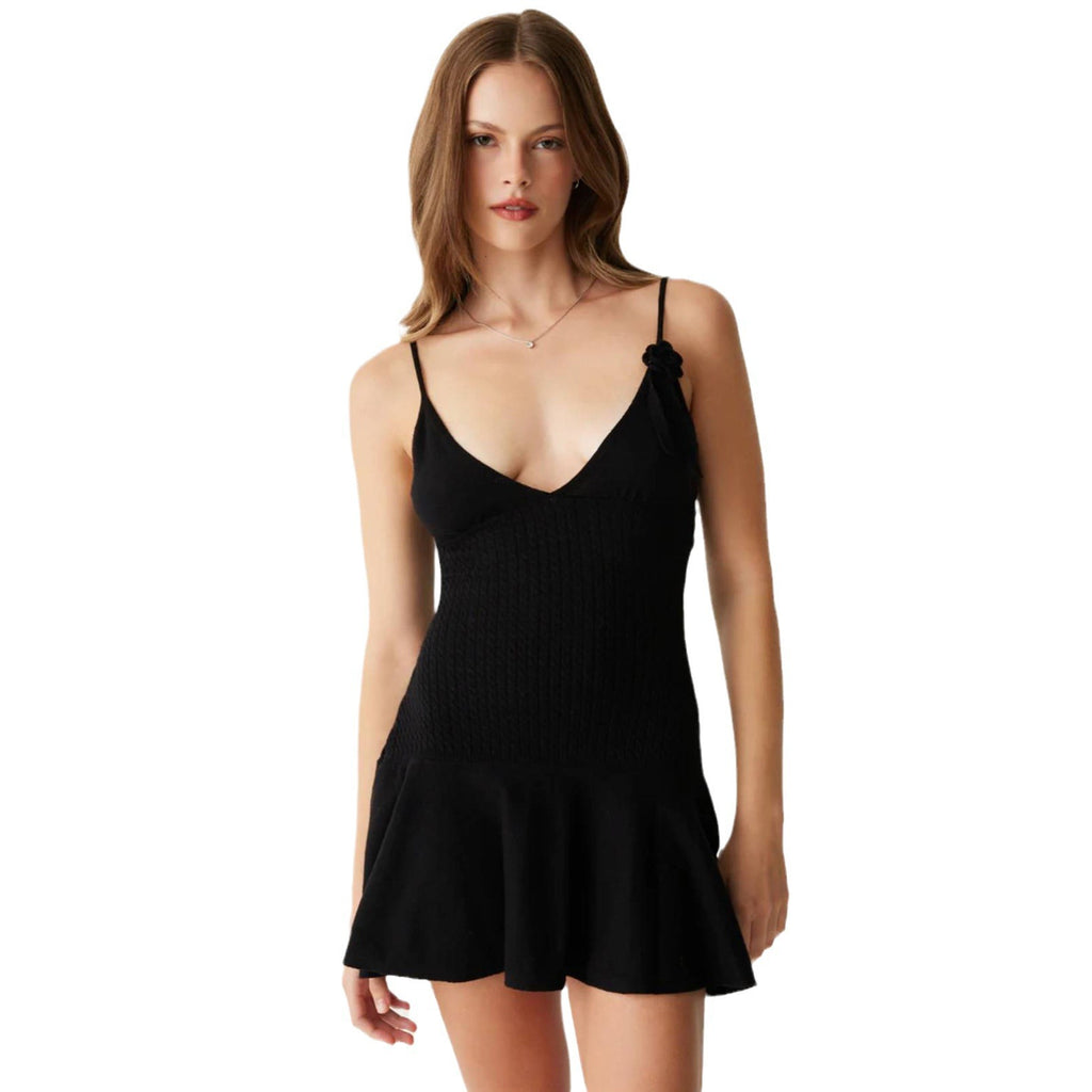 Versatile Women's Suspender Flower Knitted Angora Dress