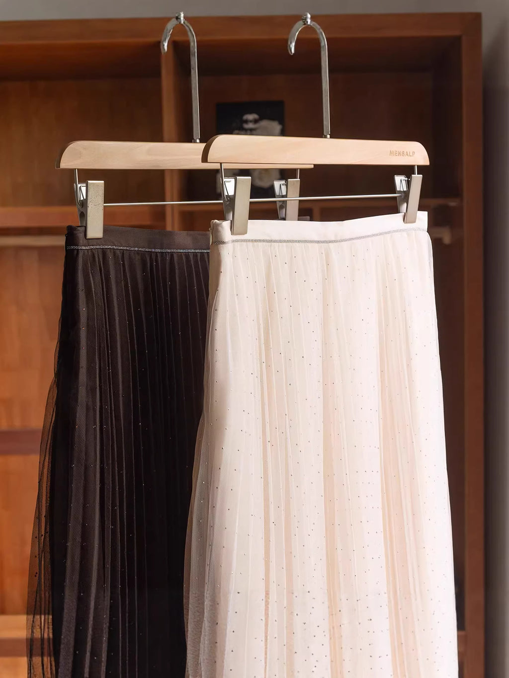 Women's Mid-length A- Line Pleated Fairy Dress Hot Drilling Skirts